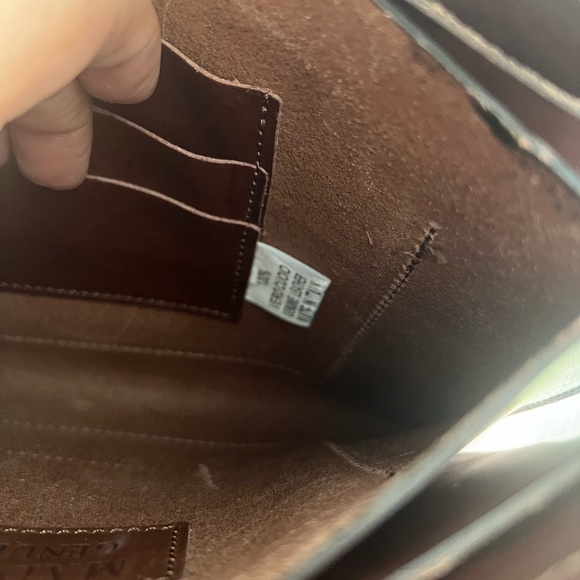 Made in Italy Leather Crossbody Bag Brown Turn-Lock Triple-Gusset Vintage - Picture 9 of 15